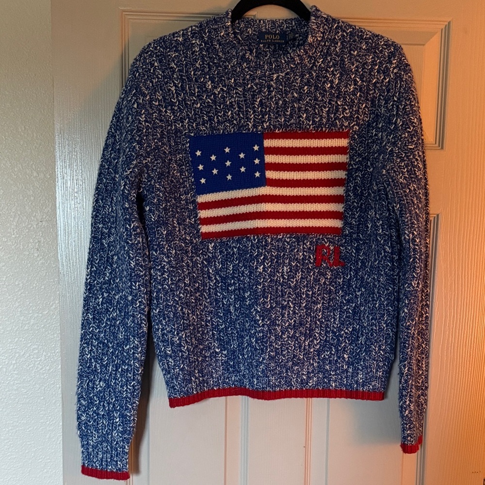 Polo by Ralph Lauren Blue Sweater with Flag Design